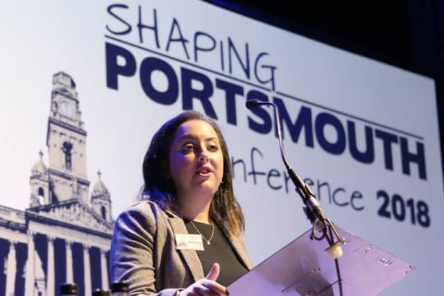 Keisha Stewart from Shaping Portsmouth makes a speech.
Picture: Habibur Rahman