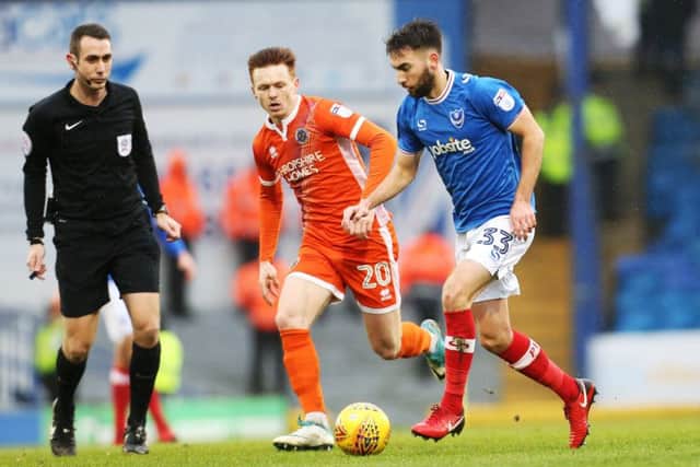 Pompey's Ben Close in today's defeat against Shrewsbury. Picture: Joe Pepler/Digital South