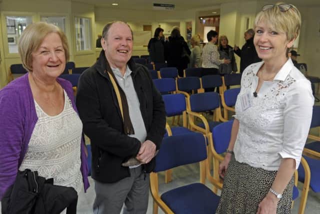 Tricia and Roy Godfrey chat to practice manager Karen Jefferies, right
Picture Ian Hargreaves (180184-1)