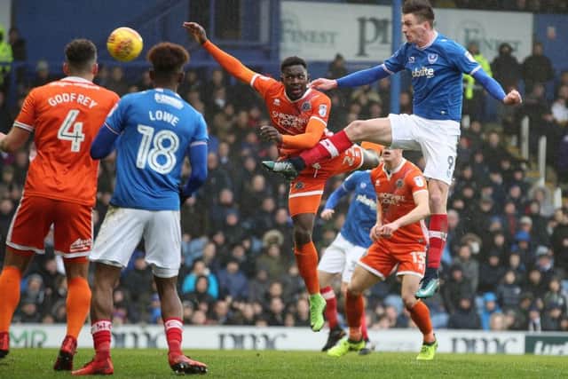 Oli Hawkins led the line as Brett Pitman dropped to the bench against Shrewsbury.  Picture: Joe Pepler