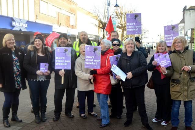 Unite members were joined by the Gosport Labour Party for the protest Picture: David George.