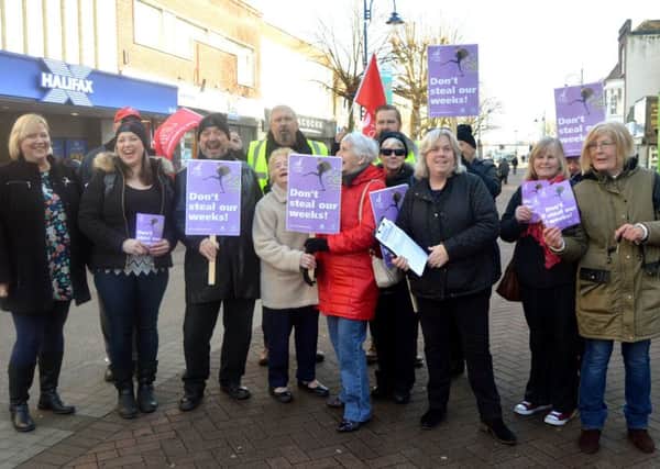 Unite members were joined by the Gosport Labour Party for the protest       Picture: David George.
