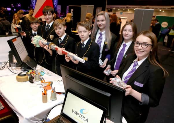 Pupils from Boundary Oak and Havant Academy learn about Marine engineering with Wartsila, based in Havant at the Get Inspired Portsmouth event  at  Portsmouth Guildhall     

Picture: Habibur Rahman