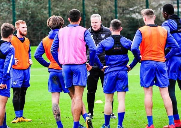 Kenny Jackett addresses his Pompey troops. Picture: Colin Farmery