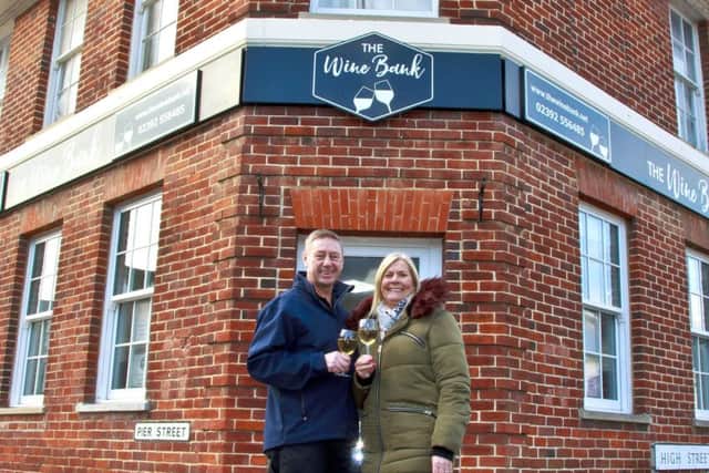 Michael and Debbie Watts outside their second high street venture, The Wine Bank.
Picture: Clive Jackson