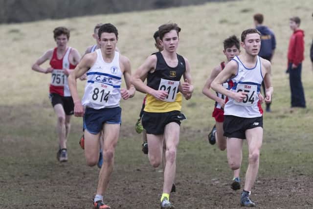 Lachlan Wellington, right, racing alongside Thomas Keen, left, and Henry McLuckie in Brighton. Picture: Paul Smith