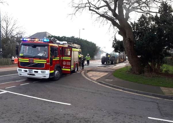 A tractor caught fire on London Road in Waterlooville this afternoon. 
Picture: John Dyer