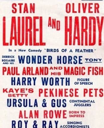 A poster from either 1952 or 1954 when Laurel and Hardy appeared at the Theatre Royal, Commercial Road. 
Picture: Pete Cross collection