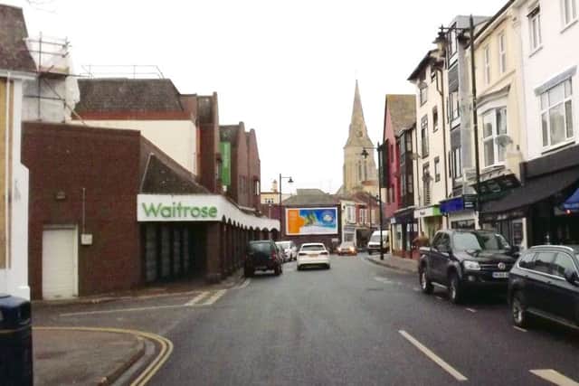 NOW: A modern view along Marmion Road. Friary Close, formerly Lennox Road North to the left now leads to a car park.