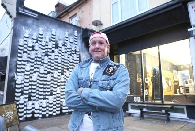 Artist 
Samo White outside Play Dead tatoo and art gallery   


Picture : Habibur Rahman