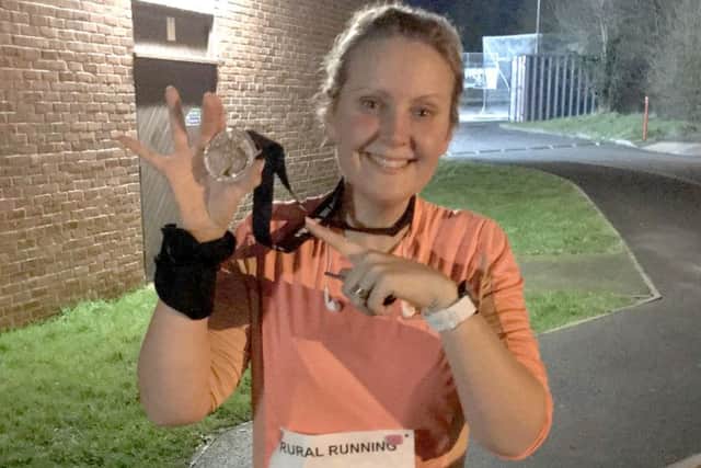 Verity took part in a torch-light race along a disused railway track - and loved it