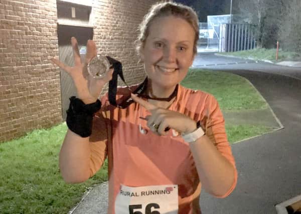 Verity took part in a torch-light race along a disused railway track - and loved it