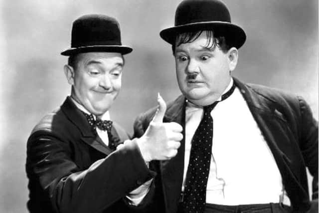 Stan Laurel and Oliver Hardy in Way Out West, 1937