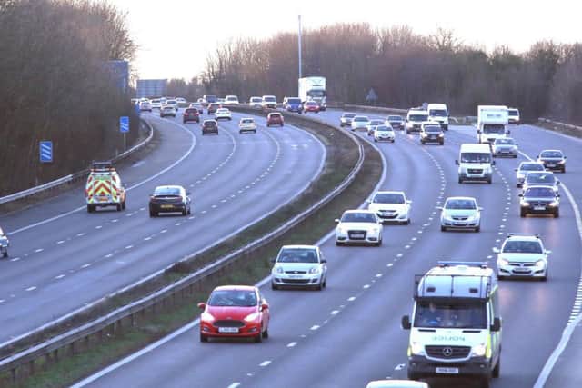 Traffic heads towards Junction 10 of the M27