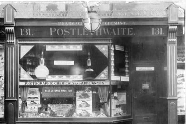 When throat tablets were made on site. Postlethwaites chemist at 131, Fawcett Road, Southsea.Picture: Barry Cox collection PPP-180102-144638001