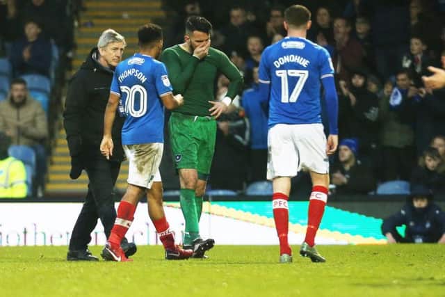 Stephen Henderson limps off against Doncaster. Picture: Joe Pepler