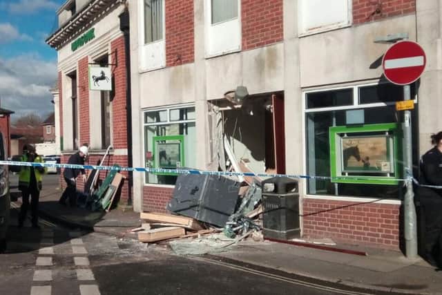 Lloyds Bank in Bishops Waltham after the ram raid