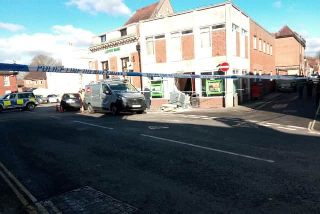 Lloyds Bank in Bishops Waltham after the ram raid