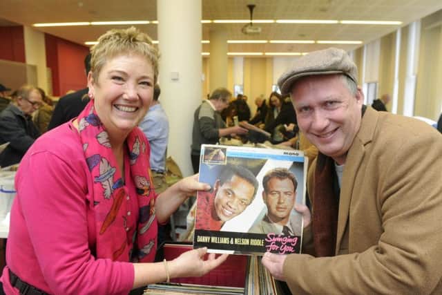 Julie Stokes with Colin Cheater of Angel Radio in Havant, at the record fair in Gosport
Picture: Ian Hargreaves (180191-1)