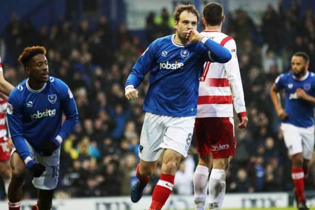 Brett Pitman celebrates his goal against Doncaster. Picture: Joe Pepler