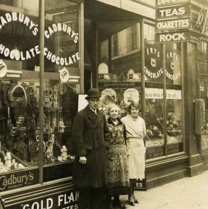 Sidney Day outside the Sidney Day VC Tea Rooms, Portsmouth in the years between the two world wars