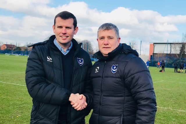 Dave Wight, left, and Mark Kelly. Picture: Colin Farmery/ Portsmouth FC PPP-180502-173120002