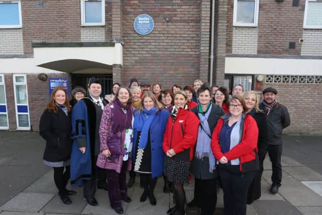Councillors, visitors and staff outside Motive8 building, Portsea, Portsmouth where the plaque was unveiled in tribute to Hertha Ayrton. Picture: Habibur Rahman