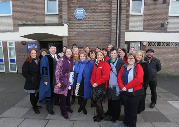 Councillors, visitors and staff outside Motive8 building, Portsea, Portsmouth where the plaque was unveiled in tribute to Hertha Ayrton. Picture: Habibur Rahman