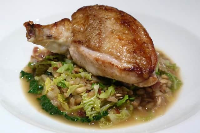 Chicken breast with spelt and cabbage