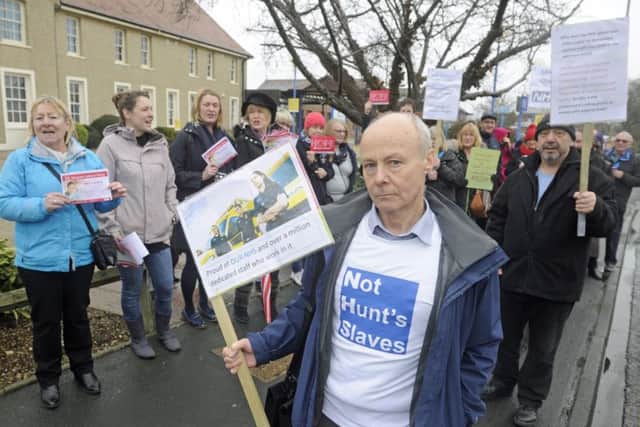 Mark Smith leads a group from the Gosport Labour Party as they stage a protest outside Gosport War Memorial Hospital highlighting the need for an A&E department.
Picture: Ian Hargreaves (180190-1)