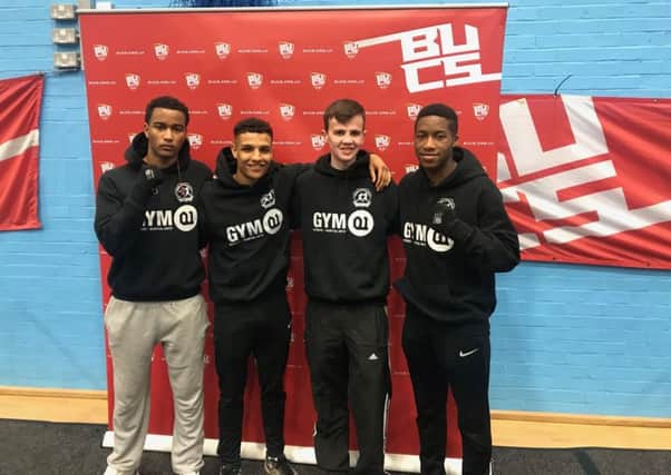 Yaseen Abdou, Omar Barry, Tom Endean and Matthew Enubuje at the BUCS for Gym 01 & University of Portsmouth Boxing Club