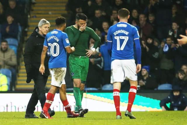 Stephen Henderson limps off against Doncaster. Picture: Joe Pepler