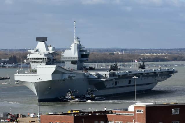 HMS Queen Elizabeth leaving Portsmouth