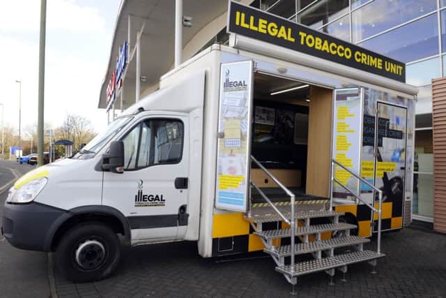 The tobacco roadshow at Tesco Extra in Solent Road, Havant on Monday      Picture: Malcolm Wells (180212-6430)