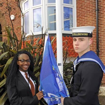 Britannia House:  Jada Shallow with her escort from HMS Collingwood (180205-5393)