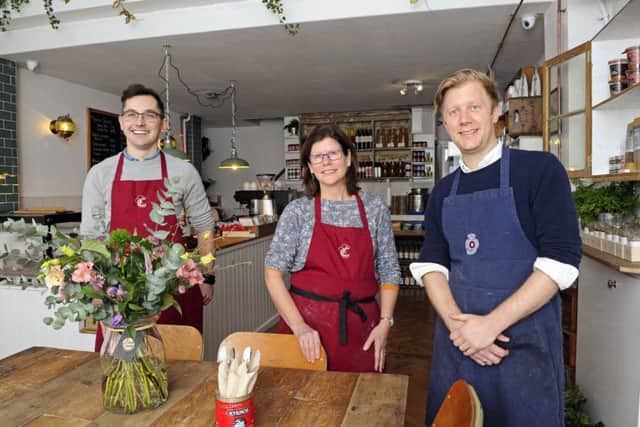 Daniel Nowland, right, with his partner Michael McWilliam and his mum Gill Nowland Picture: Malcolm Wells (180209-5758)