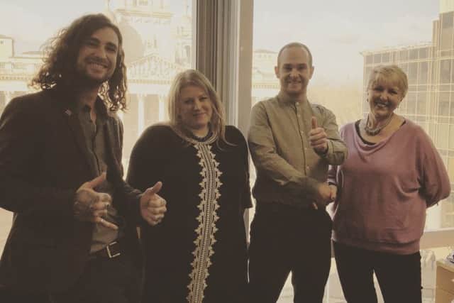 From left, Jack New, Portsmouth City Council leader Donna Jones, Jacob Skinner and PCC cabinet member for culture Linda Symes