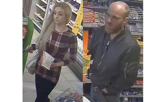 Two people police want to speak to after a cloned credit card was used in a Waterlooville petrol station