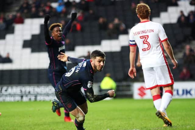 Conor Chaplin celebrates his winning goal. Picture: Joe Pepler