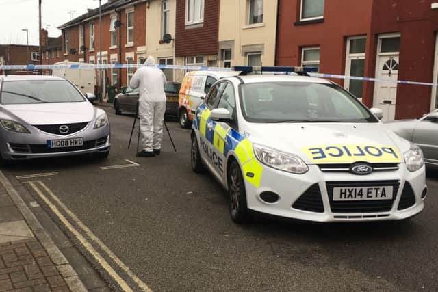 Police scenes of crimes officers investigating in Fratton after the death of an 18-year-old man in Portsmouth. He is thought to have been assaulted in Fratton, although paramedics were called to treat him at a home in Sackville Street, Southsea, about a mile and a half away