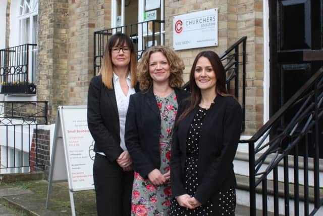 From left, Sarah Coates, Faye Evans, and Lauren McIntosh from Churchers Solicitors