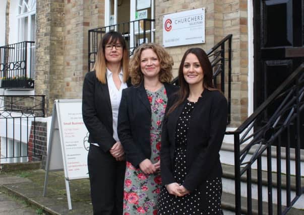 From left, Sarah Coates, Faye Evans, and Lauren McIntosh from Churchers Solicitors