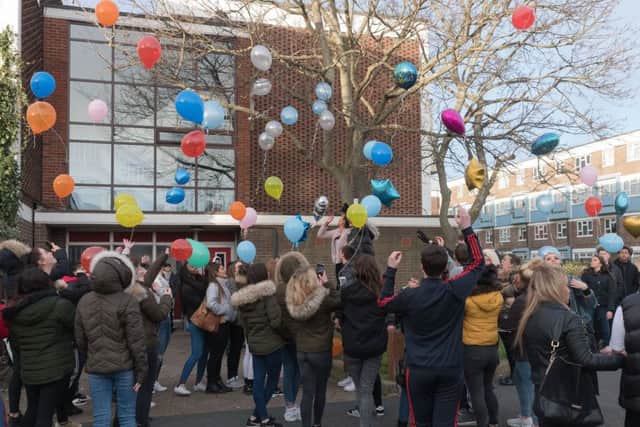 Balloons were released to celebrate the life of Ollie Blatcher, who died at the weekend
Picture: Keith Woodland (180119-031)
