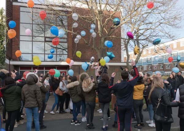 Balloons were released to celebrate the life of Ollie Blatcher, who died at the weekend 

Picture: Keith Woodland (180119-031)