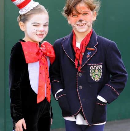 The Cat in the Hat with a schoolfriend painted as a tiger(180209-6593)