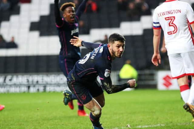 Conor Chaplins 94th-minute winner earned Pompey three hard-earned points from their visit to Stadium MK Picture: Joe Pepler
