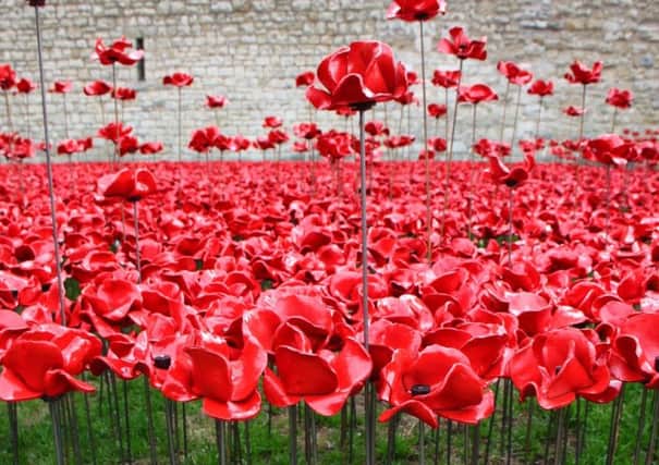 The iconic display of ceramic poppies at the Tower of London