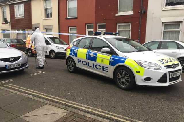 Police in Sackville Street, Southsea, on Saturday. Picture: Tom Cotterill