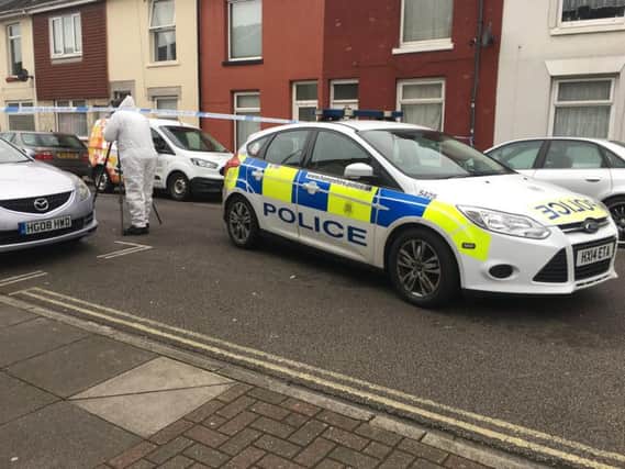 Police in Sackville Street, Southsea, on Saturday. Picture: Tom Cotterill