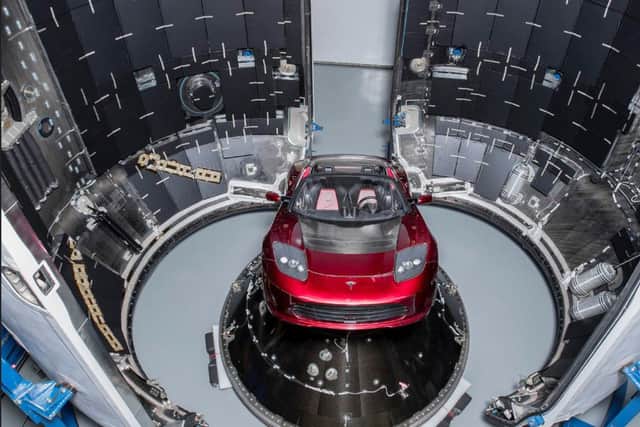 Lost in space the Tesla car before blast off. Picture: SpaceX/Elon Musk